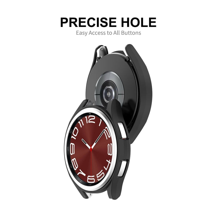For Samsung Galaxy Watch6 Classic 47mm ENKAY Hat-Prince Electroplated Hard PC Case + 0.2mm 9H Glass Screen Protector(Rose Gold)