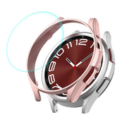 For Samsung Galaxy Watch6 Classic 43mm ENKAY Hat-Prince Electroplated Hard PC Case + 0.2mm 9H Glass Screen Protector(Rose Gold)