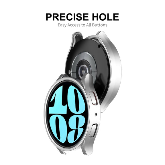 For Samsung Galaxy Watch6 40mm ENKAY Hat-Prince Electroplated Hard PC Case + 0.2mm 9H Glass Screen Protector(Dark Blue)