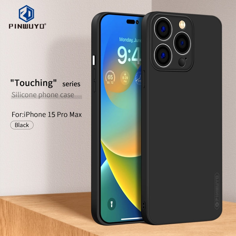 For iPhone 15 Pro Max PINWUYO Sense Series Liquid Silicone TPU Phone Case(Black)