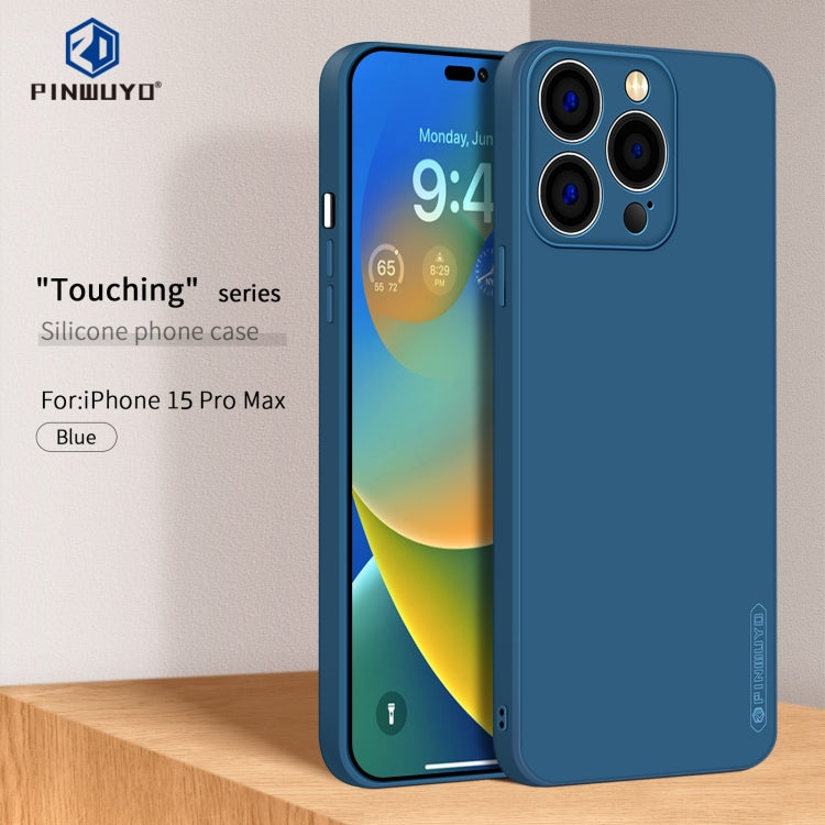For iPhone 15 Pro Max PINWUYO Sense Series Liquid Silicone TPU Phone Case(Blue)