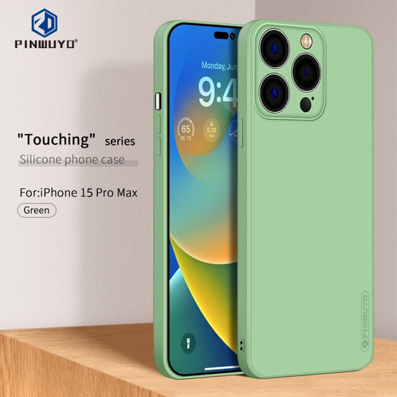 For iPhone 15 Pro Max PINWUYO Sense Series Liquid Silicone TPU Phone Case(Green)