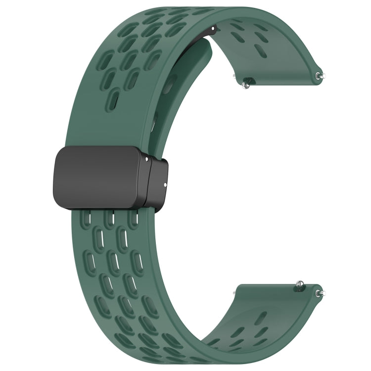 For Amazfit GTR 42mm 20mm Folding Magnetic Clasp Silicone Watch Band(Dark Green)