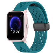 For Amazfit Pop Pro 20mm Folding Magnetic Clasp Silicone Watch Band(Hidden Green)