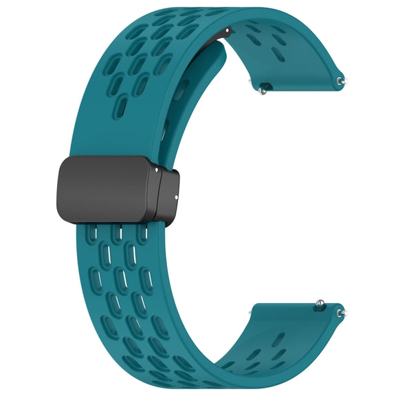 For Amazfit Pop Pro 20mm Folding Magnetic Clasp Silicone Watch Band(Hidden Green)