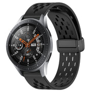 For Samsung Galaxy Watch 46mm 22mm Folding Magnetic Clasp Silicone Watch Band(Black)