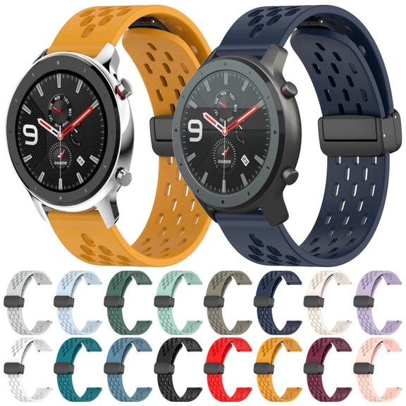 For Amazfit GTR 2e 22mm Folding Magnetic Clasp Silicone Watch Band(Water Duck)