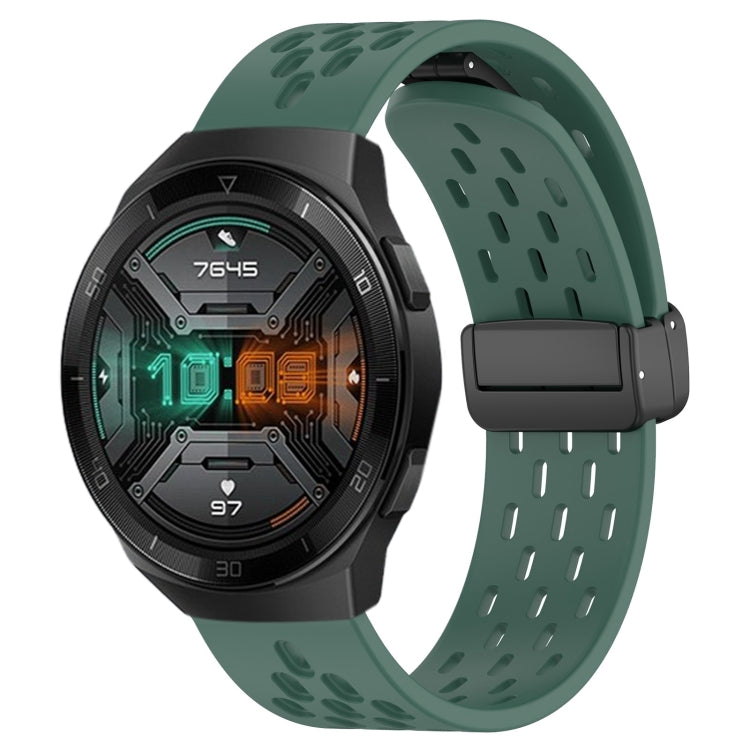 For Huawei Watch GT 2E 22mm Folding Magnetic Clasp Silicone Watch Band(Dark Green) - free shipping - PMC TechLife - Order now!
