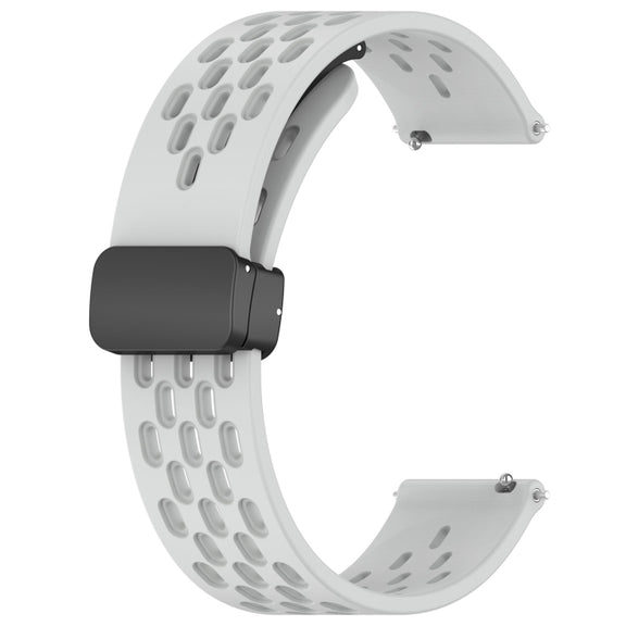 For Honor Watch GS Pro 22mm Folding Magnetic Clasp Silicone Watch Band(Light Grey)