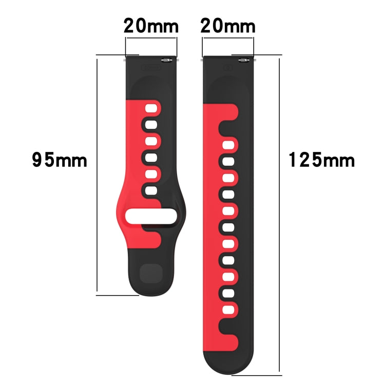 For Amazfit GTS 2E 20mm Double Color Silicone Watch Band(Blue+White)