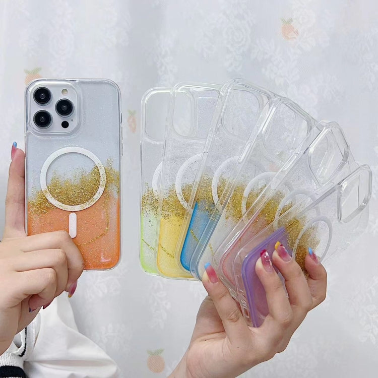 For iPhone 15 Gilding MagSafe Hybrid Clear TPU Phone Case(Yellow)