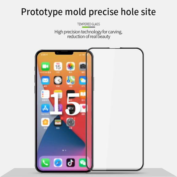 For iPhone 15 PINWUYO 9H 3D Curved Full Screen Explosion-proof Tempered Glass Film(Black)