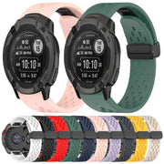 Compatible with Garmin Tactix 7 26mm Folding Buckle Hole Silicone Watch Band(Yellow)
