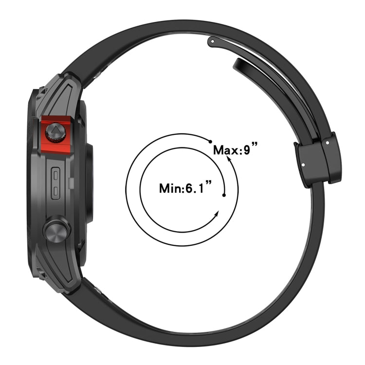 Compatible with Garmin Fenix 5X Plus 26mm Folding Buckle Hole Silicone Watch Band(Midnight Blue)