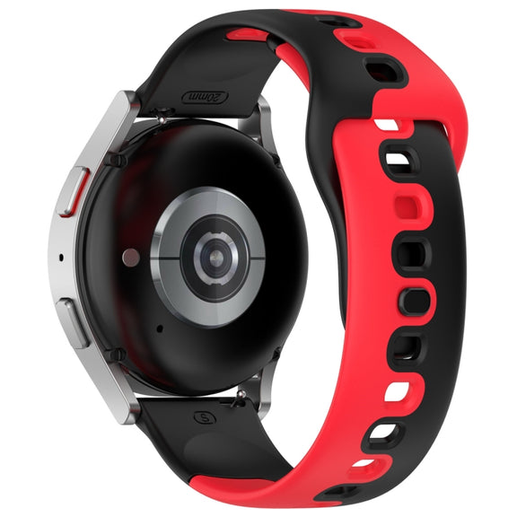 For Samsung Galaxy Watch Active 20mm Double Color Silicone Watch Band(Black+Red)
