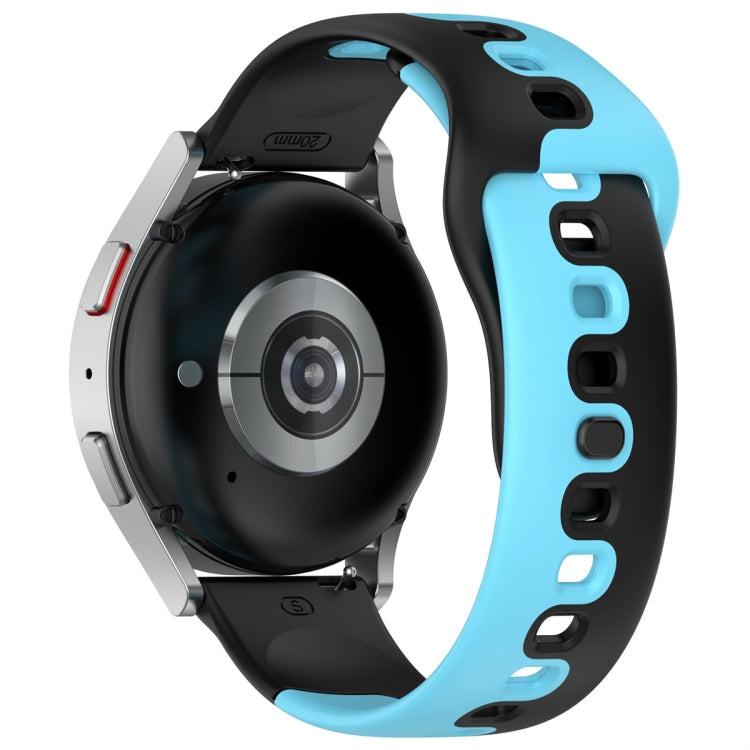 For Samsung Galaxy Watch Active 20mm Double Color Silicone Watch Band(Black+Blue)