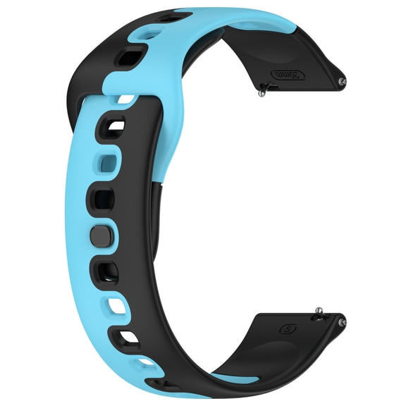 For Samsung Galaxy Watch Active 20mm Double Color Silicone Watch Band(Black+Blue)