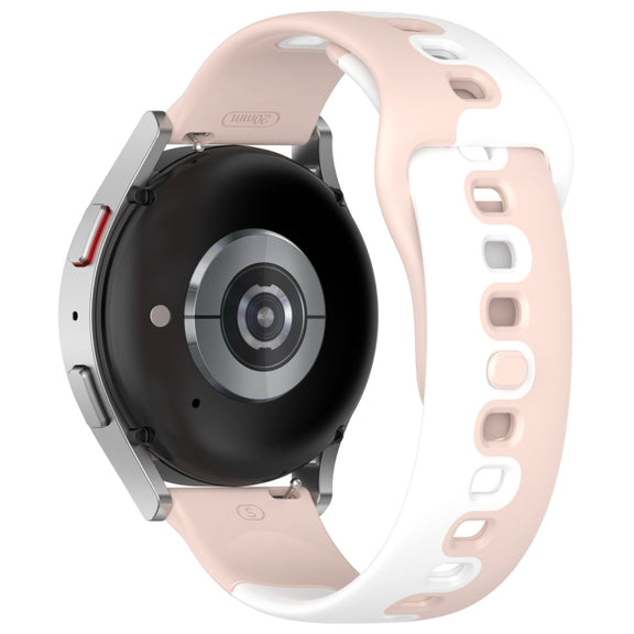 For Samsung Galaxy Watch Active 20mm Double Color Silicone Watch Band(Pink+White)