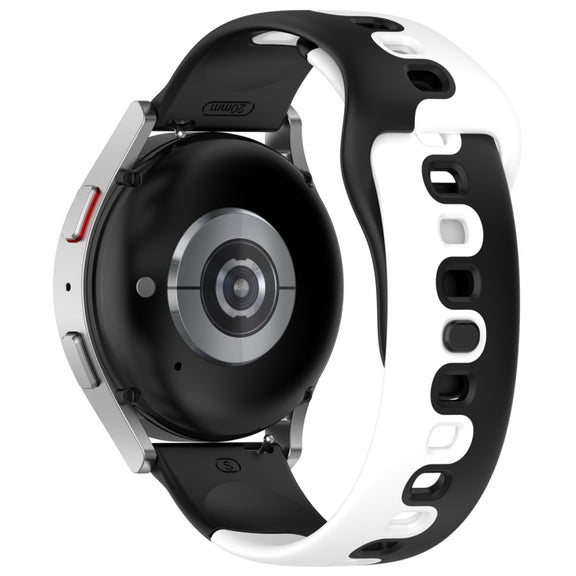 For Samsung Galaxy Watch3 41mm 20mm Double Color Silicone Watch Band(Black+White)