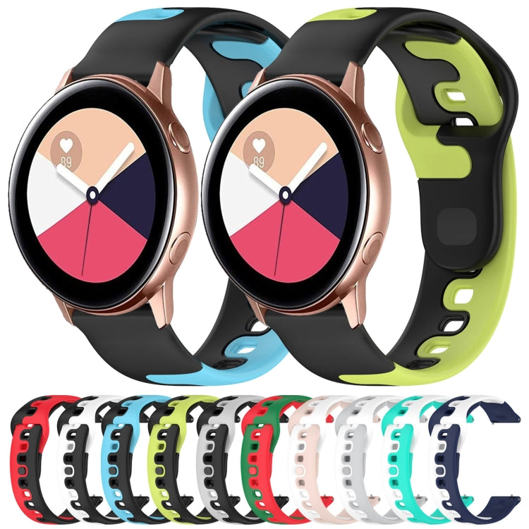 For Samsung Galaxy Watch Active 20mm Double Color Silicone Watch Band(Black+Blue)