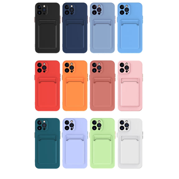 For iPhone 15 Skin Feel Card Contrast Color Button TPU Phone Case(Dark Green)