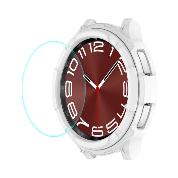 For Samsung Galaxy Watch6 Classic 47mm ENKAY Hat-Prince 2 in 1 TPU Armor Watch Case + 0.2mm 9H Tempered Glass Screen Protector(White)