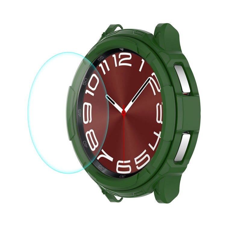 For Samsung Galaxy Watch6 Classic 47mm ENKAY Hat-Prince 2 in 1 TPU Armor Watch Case + 0.2mm 9H Tempered Glass Screen Protector(Dark Green) - Watch Cases by ENKAY | Online Shopping South Africa | PMC TechLife | Buy Now Pay Later Mobicred