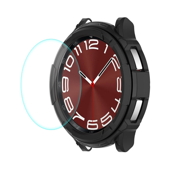 For Samsung Galaxy Watch6 Classic 43mm ENKAY Hat-Prince 2 in 1 TPU Armor Watch Case + 0.2mm 9H Tempered Glass Screen Protector(Black)