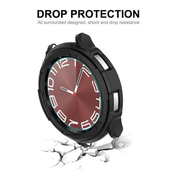For Samsung Galaxy Watch6 Classic 43mm ENKAY Hat-Prince 2 in 1 TPU Armor Watch Case + 0.2mm 9H Tempered Glass Screen Protector(Black)