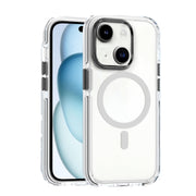 For iPhone 15 Plus Dual-color MagSafe TPU Hybrid Clear PC Shockproof Phone Case(White)