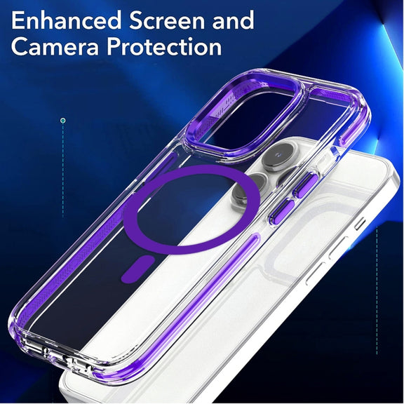 For iPhone 15 Plus Dual-color MagSafe TPU Hybrid Clear PC Shockproof Phone Case(White)