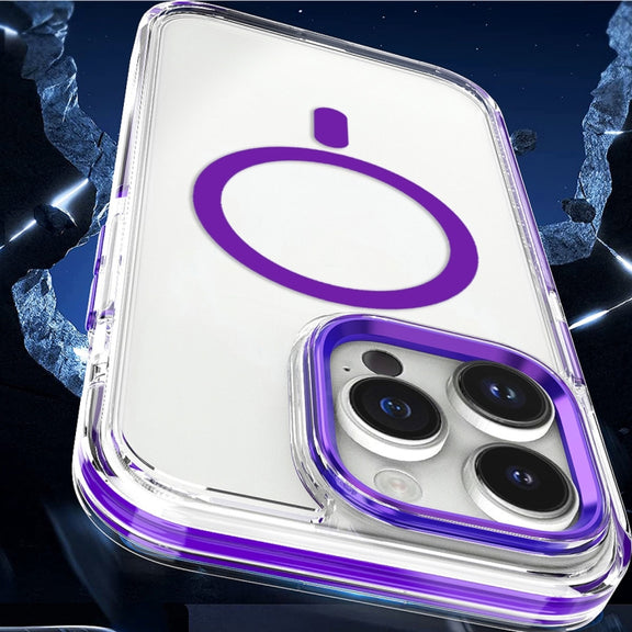 For iPhone 15 Plus Dual-color MagSafe TPU Hybrid Clear PC Shockproof Phone Case(White)