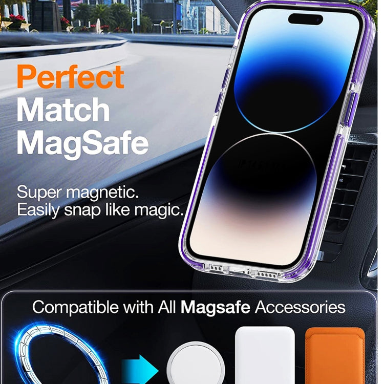 For iPhone 15 Plus Dual-color MagSafe TPU Hybrid Clear PC Shockproof Phone Case(White)