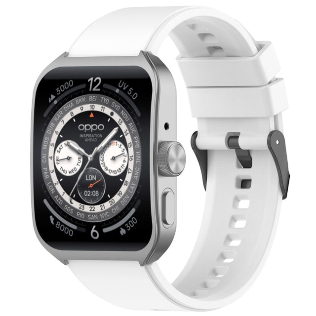 For OPPO Watch 4 Pro 22mm Solid Color Silicone Watch Band(White)