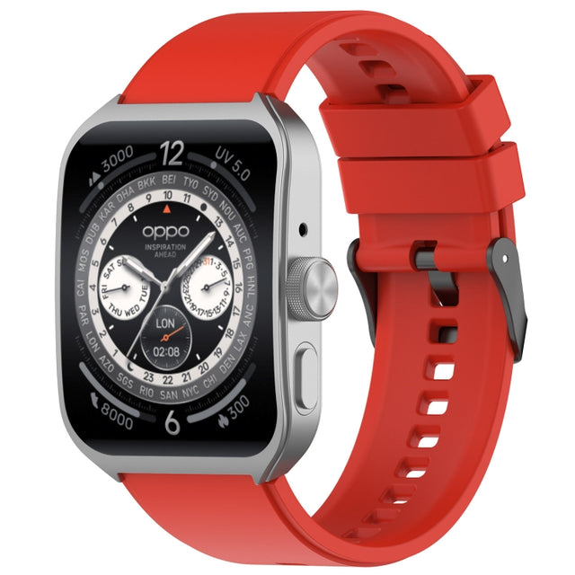 For OPPO Watch 4 Pro 22mm Solid Color Silicone Watch Band(Red)