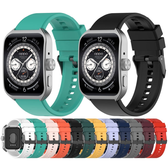 For OPPO Watch 4 Pro 22mm Solid Color Silicone Watch Band(Dark Green)