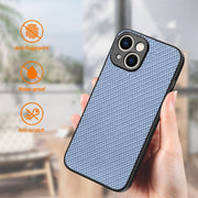 For iPhone 15 ENKAY Fiber Leather Skin PC Phone Case with High Aluminum-silicon Glass Film(Green)