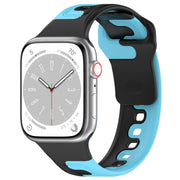 For Apple Watch 9 41mm Double Color Silicone Watch Band(Black+Blue)