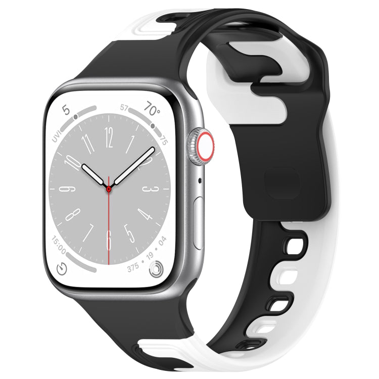 For Apple Watch Ultra 49mm Double Color Silicone Watch Band(Black+White) - Watch Bands by PMC TechLife | Online Shopping South Africa | PMC TechLife