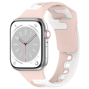 For Apple Watch 7 45mm Double Color Silicone Watch Band(Pink+White)
