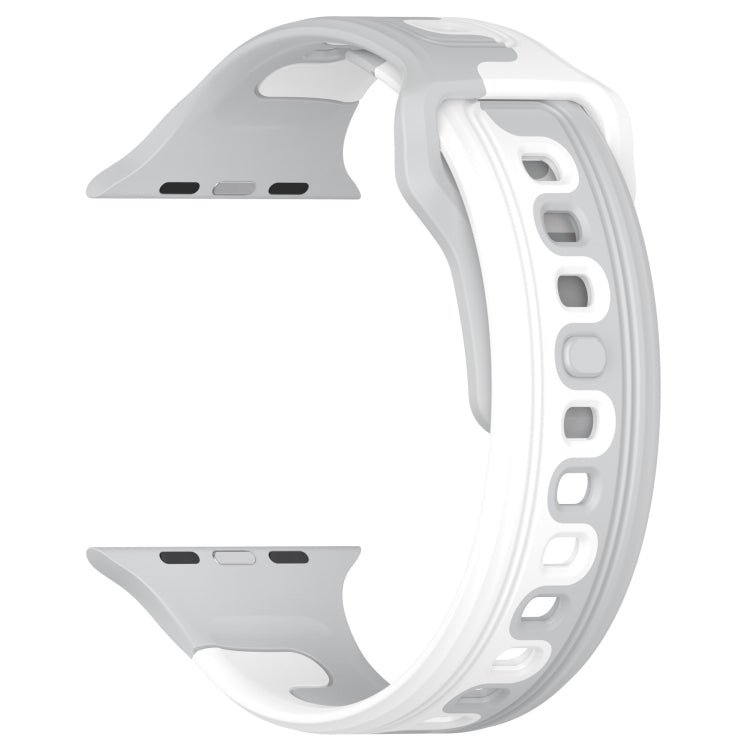 For Apple Watch 7 45mm Double Color Silicone Watch Band(Grey+White)
