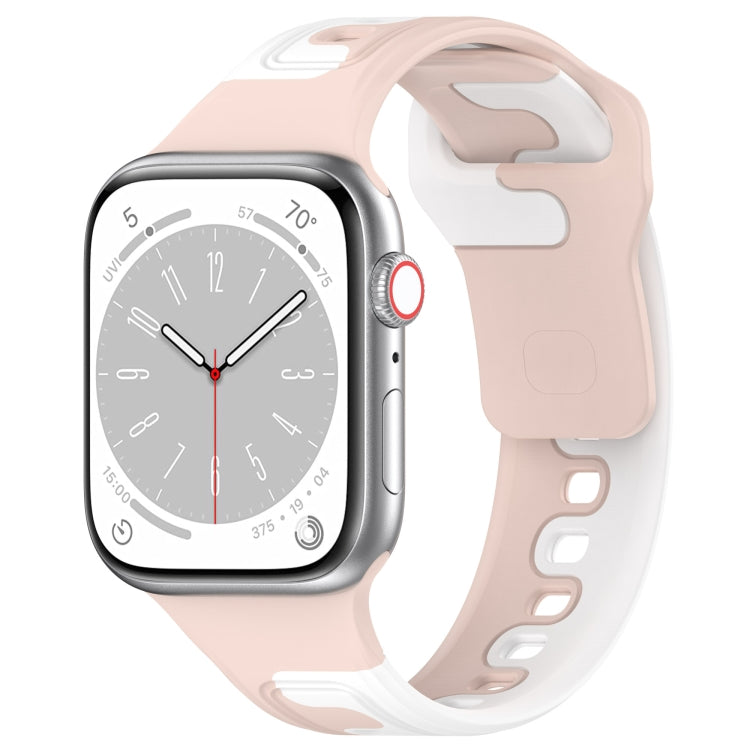 For Apple Watch 7 41mm Double Color Silicone Watch Band(Pink+White)