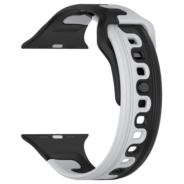 For Apple Watch 7 41mm Double Color Silicone Watch Band(Black+Grey)