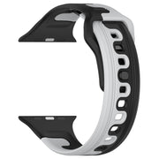For Apple Watch 7 41mm Double Color Silicone Watch Band(Black+Grey)