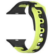 For Apple Watch 7 41mm Double Color Silicone Watch Band(Black+Green)