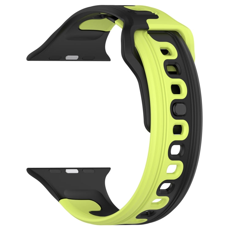 For Apple Watch 7 41mm Double Color Silicone Watch Band(Black+Green)