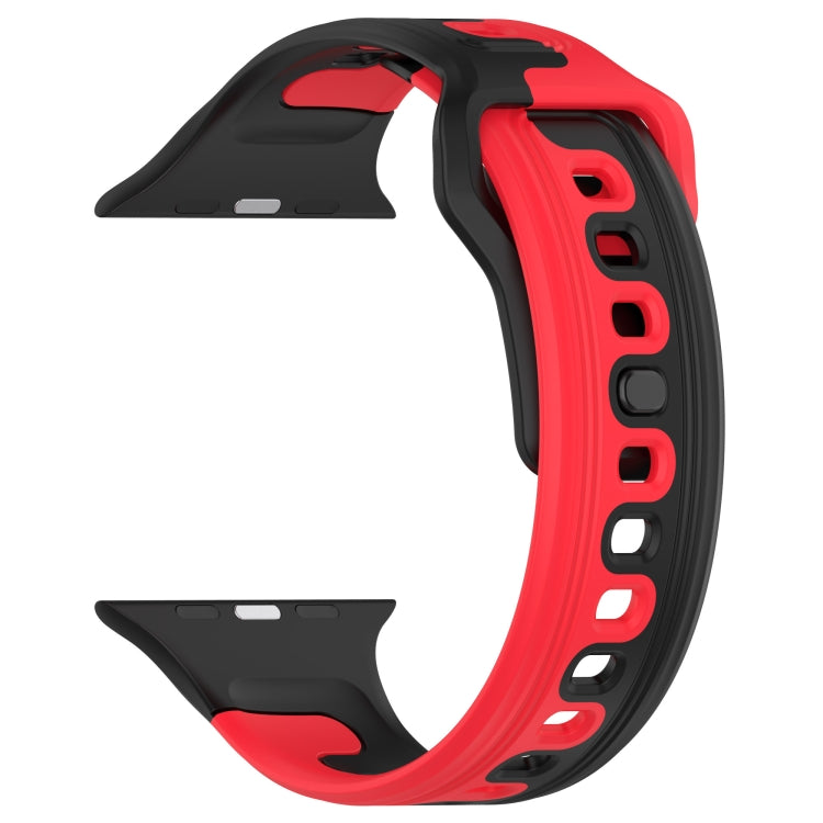For Apple Watch SE 2022 40mm Double Color Silicone Watch Band(Black+Red)