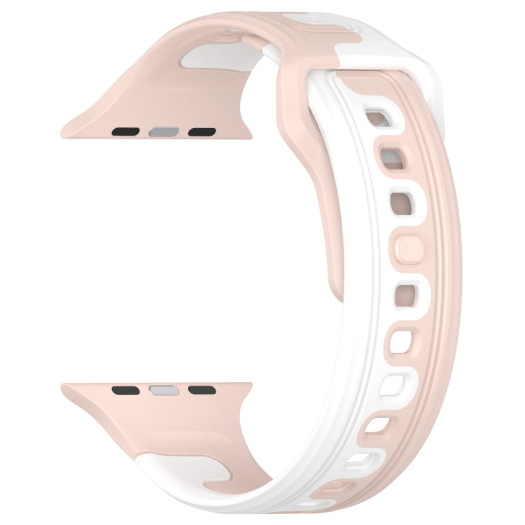 For Apple Watch SE 44mm Double Color Silicone Watch Band(Pink+White) - free shipping - PMC TechLife - Order now!
