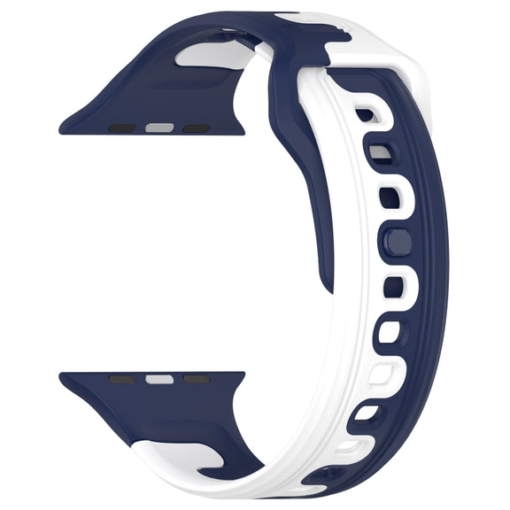 For Apple Watch SE 44mm Double Color Silicone Watch Band(Blue+White)