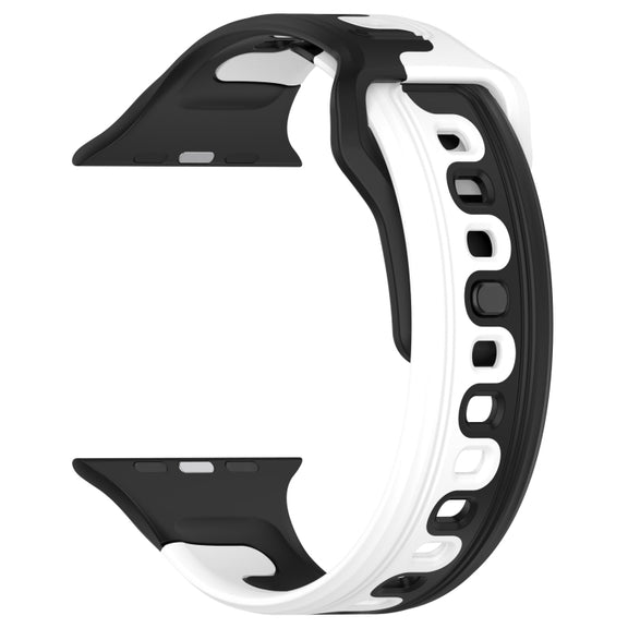 For Apple Watch 5 44mm Double Color Silicone Watch Band(Black+White)